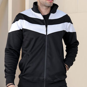 Veste deux pièces avec fermeture éclair personnalisée OEM pour hommes, survêtement en polyester avec fermeture éclair, survêtement coupe-vent pour la salle de sport, ensemble de vêtements de sport courts - Product Image 5