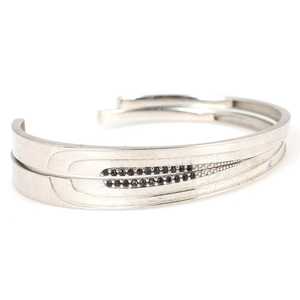 925 <b>Sterling</b> <b>Silver</b> Double Lining Crystal Bracelet White <b>Wire</b> with Elegant Double Lining Design - Product Image 1
