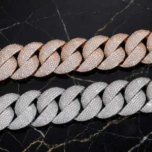 สร้อยคอเงินแท้ 925 แบบ Cuban Link ประดับเพชร VVS Moissanite สไตล์ฮิปฮอป สำหรับผู้ชายและผู้หญิง เครื่องประดับอัญมณีสุดหรู - Product Image 4