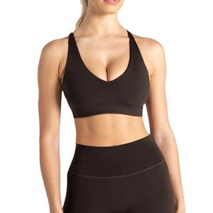 Soutien-gorge de sport pour femme, taille plus, bretelles réglables, décolleté en V profond, soutien moyen, pour le yoga, la salle de sport, la course à pied, l'entraînement - Product Image 1