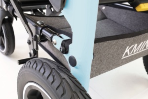 Modern Design Transport Chair for Adults and Seniors, Manual Wheelchair with Single Handlebar and Blue Frame - KMINA PRO K10082 - Product Image 5