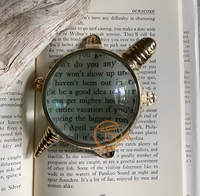 Base de tortue dorée loupe accessoire de bureau presse-papiers avec lentille transparente.