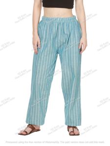 Designer Comfortable Cotton Stripes Pajama <b>Women</b> Blue Green Lounge Wear Daily Use Home Clothes Sexy Style Summer Autumn Spring - Product Image 4