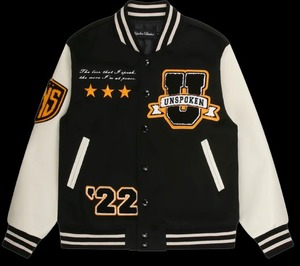 Veste de baseball unisexe personnalisée à la mode avec manches en cuir noir de superbe qualité, vente en gros, veste universitaire décontractée en coton pour hommes - Product Image 3