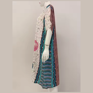 Chemise de nuit d'été en rayonne à manches courtes, imprimé floral, taille jumbo, vêtements de nuit à taille élastique avec doublure douce, longueur au genou - Product Image 2