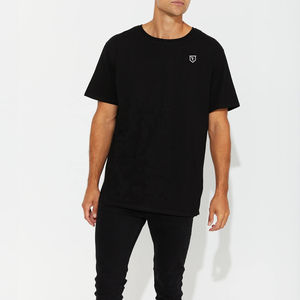 Logo personnalisé Streetwear poids lourd T-Shirt impression noir coton sonnerie poids lourd goutte épaule épais blanc T-Shirt - Product Image 2