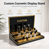 Support de présentation cosmétique en acrylique multi-niveaux personnalisé pour comptoir, présentoir de maquillage, soins de la peau, parfums, avec logo