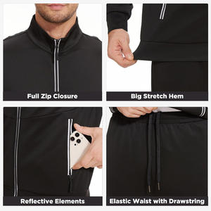 Ensemble de survêtements pour hommes avec logo OEM Vêtements de sport deux pièces personnalisés pour la gym, l'entraînement, le jogging et le fitness - Product Image 4