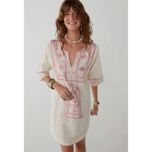 Vestido Fluido Vintage Clara, Color Crema Coral, Largo hasta el Suelo, Tallas Grandes, para Eventos Diurnos, Baby Shower, Ocio, con Borlas, para Primavera, Tallas XS-XL - Product Image 2