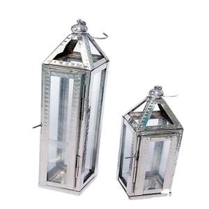 Lot de 2 lanternes à bougie de différentes tailles lanterne en métal martelé en acier inoxydable pour décoration de table de mariage lanterne indienne - Product Image 1