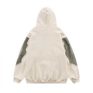 Sudadera con Capucha Unisex de Algodón Pesado con Efecto Desgastado, Parche Bordado, Lavado Ácido, Ajuste Regular, Teñido Liso, 100% Algodón Felpa para Invierno - Product Image 3
