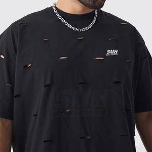 เสื้อยืดผู้ชายดีไซน์ล่าสุด แห้งเร็ว ผ้าฝ้าย 100% สไตล์ดิสเทรส สวมใส่สบาย คุณภาพสูง เป็นมิตรกับสิ่งแวดล้อม ระบายอากาศได้ดี ทรงหลวม - Product Image 3