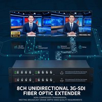 8CH Unidirectional 3G-SDI Fiber Optic Extender 1080P 60Hz 1U Rackmount SC Port Konverter Video Tanpa Kehilangan Data untuk Siaran