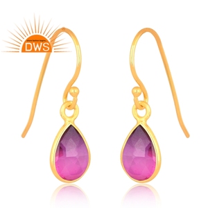 Pendiente colgante de piedras preciosas de cuarzo doblete de amatista bio chapado en oro de 18 quilates de la mejor calidad, fabricante de joyería fina Demi - Product Image 2