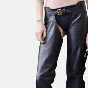 Chaps en cuir de haute qualité sur mesure pour femme, service OEM, faible MOQ, chaps en cuir pour femme fabriqués au Pakistan - Product Image 4
