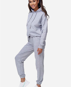 Chándales personalizados de fabricante de fábrica para mujer, Jersey Unisex de talla grande, conjunto de chándal de 2 uds bordado personalizado liso en blanco - Product Image 1