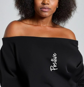 Sudaderas extragrandes con hombros descubiertos de alta calidad para mujer Good Vibes Only Sudaderas con capucha de talla grande Positive Vibes Only Tops - Product Image 2