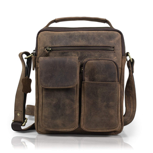 Bolso Bandolera Unisex Estilo Bohemio Vintage Inglés, Hecho a Mano con Cuero Genuino de Búfalo, Patrón de Hilo, Ecológico - Product Image 1