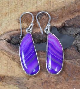 925 plata esterlina sólida Botswana ágata pendientes de piedras preciosas mujeres joyería de moda pendientes para mujeres niñas cuelgan - Product Image 4