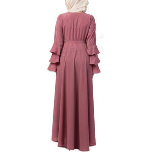 Abaya Color Block Cómoda para Mujer 2025, Logotipo Personalizado, Color Personalizado, Poliéster de Alta Calidad, Ropa Musulmana con Mangas Plateadas - Product Image 4