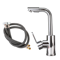 Robinet mélangeur ABS argenté à poignée latérale rotative à 360 degrés pour cuisine, balcon, buanderie, évier et lavabo