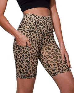 ชุดออกกำลังกายเอวสูงไร้ตะเข็บสำหรับผู้หญิงกางเกงขาสั้นสำหรับนักปั่นจักรยานควบคุมหน้าท้องมีกระเป๋า - Product Image 1