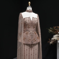 Robes de soirée sirène élégantes Jancember LSZ531, couleur champagne, avec manches cape