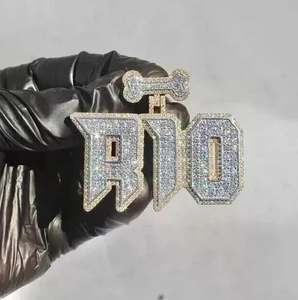 Colgante de letra personalizado de corte redondo de 3,10 quilates con moissanita Real chapado en oro amarillo de 14 quilates para fiestas - Product Image 2