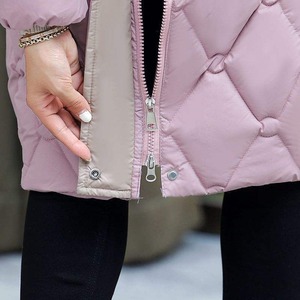 Winter <b>Short</b> Raw Canvas Sheep Skin Puffer <b>Jacket</b> with Hood Eco-Friendly Breathable Waterproof Front Pocket Ladies' Warm - Product Image 6