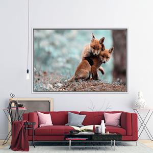 ผ้าใบพิมพ์ลาย: ภาพศิลปะสุนัขจิ้งจอกแสนน่ารักสำหรับคนรักสุนัขจิ้งจอก ของขวัญสำหรับเด็ก 1 ชิ้น: กรอบสีขาว - Product Image 1
