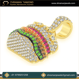 จี้สร้อยคอรูปเบอร์เกอร์อาหารจานด่วนขนาดเล็กสุดหรูทันสมัย925เงินและชุบทองเครื่องประดับสำหรับเด็กกำหนดได้เองเครื่องประดับเพชรโมอิสซาไนต์ VVS - Product Image 5