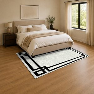 RUGS DEPOT LXDP-0961 Großhandel Grau-Silber Zeitgenössischer Abstrakter Digital Bedruckter Maschinenwaschbarer Chenille-Teppich Rutschfest - Product Image 3