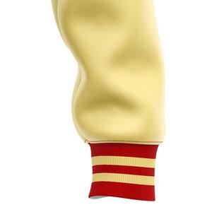 Blouson bomber rouge avec manches jaune clair, logo personnalisé, fabricant OEM, décontracté, hiver, 100% soie, imperméable, fourrure de mouton - Product Image 5