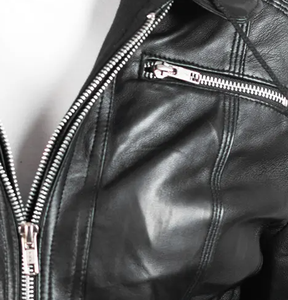 Veste à capuche en cuir de mouton avec tissu jersey détachable Conception de logo personnalisé Mode personnalisée Veste d'hiver streetwear élégante - Product Image 6