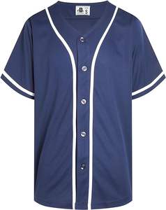 Camiseta de Béisbol MICR@TECH SPORTS, Lisa, con Botones, Manga Corta, con Ribete, Uniforme de Equipo, Color Personalizable - Product Image 4