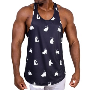 Nueva Camiseta sin Mangas Estampada para Hombre, Estilo Y-Back, con Aberturas, para Gimnasio, al por Mayor, Ropa Deportiva Lisa para Sublimación - Product Image 2