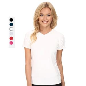 Camisetas de algodón con cuello en V Ropa informal Logotipo personalizado Camisetas con cuello en V para mujer - Product Image 6