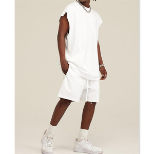 Nouveau débardeur Shorts séchage rapide mâle Fitness course gilet tissu respirant survêtement 2 pièces tenues sans manches T-Shirt ensemble pour hommes - Product Image 4