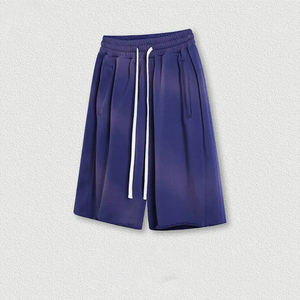 <b>Men's</b> Eco-Friendly Mid <b>Waist</b> <b>Elastic</b> Vintage Sun Faded <b>Shorts</b> 160g Heavy Acid Washed Gradient Breathable High Street - Product Image 2