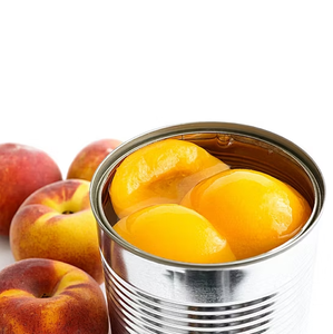 Fruta enlatada, melocotones amarillos enlatados en mitades, cubos o rodajas en almíbar - Product Image 1