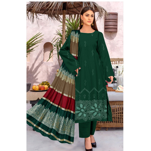 Diseño estampado khaddar 3 piezas diseños Salwar kameez Stitch trajes de tela de primera calidad costura decente con duppta a juego - Product Image 5