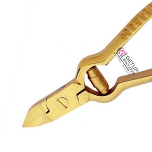 Vente en gros de pinces à cuticules en acier inoxydable de qualité supérieure, finition dorée, GETUP BROSONS IMPEX GBI-NC-1954, emballage personnalisé avec votre propre logo - Product Image 5