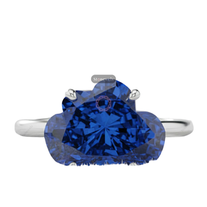 Anillo de Compromiso Solitario de Moda con Diamante Cultivado en Laboratorio de 3 Quilates, Corte Nube Azul Fantasía, Certificado GIA, Oro Fino 925, Chapado en Oro de 18k, Regalo - Product Image 1
