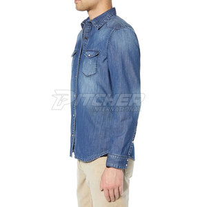 Camisa de Mezclilla para Hombre, Diseño Personalizado, Transpirable, 100% Algodón, Manga Larga, Gran Venta - Product Image 5