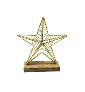 Modern Design Iron & Wood <b>Star</b> Christmas <b>Decoration</b> Customized Brass Plating Rectangular Base for Tabletop Factory Wholesale - Product Image 3