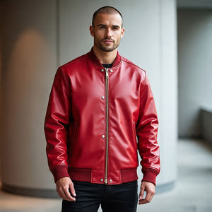 Vestes Varsity en cuir véritable Hommes Manteau en cuir de moto d'hiver de haute qualité Baggy Crew Neck Varsity Leather Jacket Boys - Product Image 6