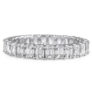 2.7 Carat Emerald Cut <b>Diamond</b> U-Shape Eternity Band Elegant <b>Diamond</b> <b>Rings</b> for Women - Product Image 1
