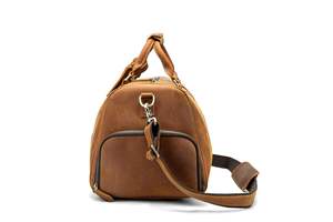 Bolsa de gimnasio de lona de cuero genuino impermeable de alta calidad con cremallera de gran capacidad Unisex personalizada para viajes y deportes - Product Image 4