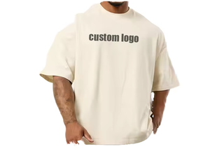 เสื้อยืดแบบสวมหัวแขนสั้นสำหรับผู้ชายเสื้อแบบเปิดไหล่พิมพ์โลโก้ออกแบบได้ตามต้องการสำหรับฤดูร้อน - Product Image 1