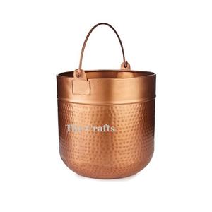 Jardinière en cuivre martelé avec poignée, qualité supérieure, forme ronde, jardinière décorative de jardin à prix raisonnable - Product Image 1